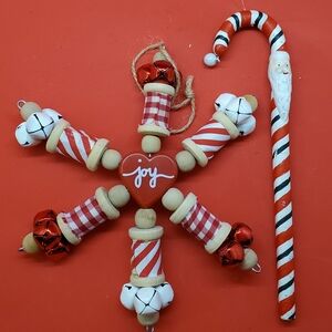 2 Christmas Ornaments with a Peppermint Color Scheme